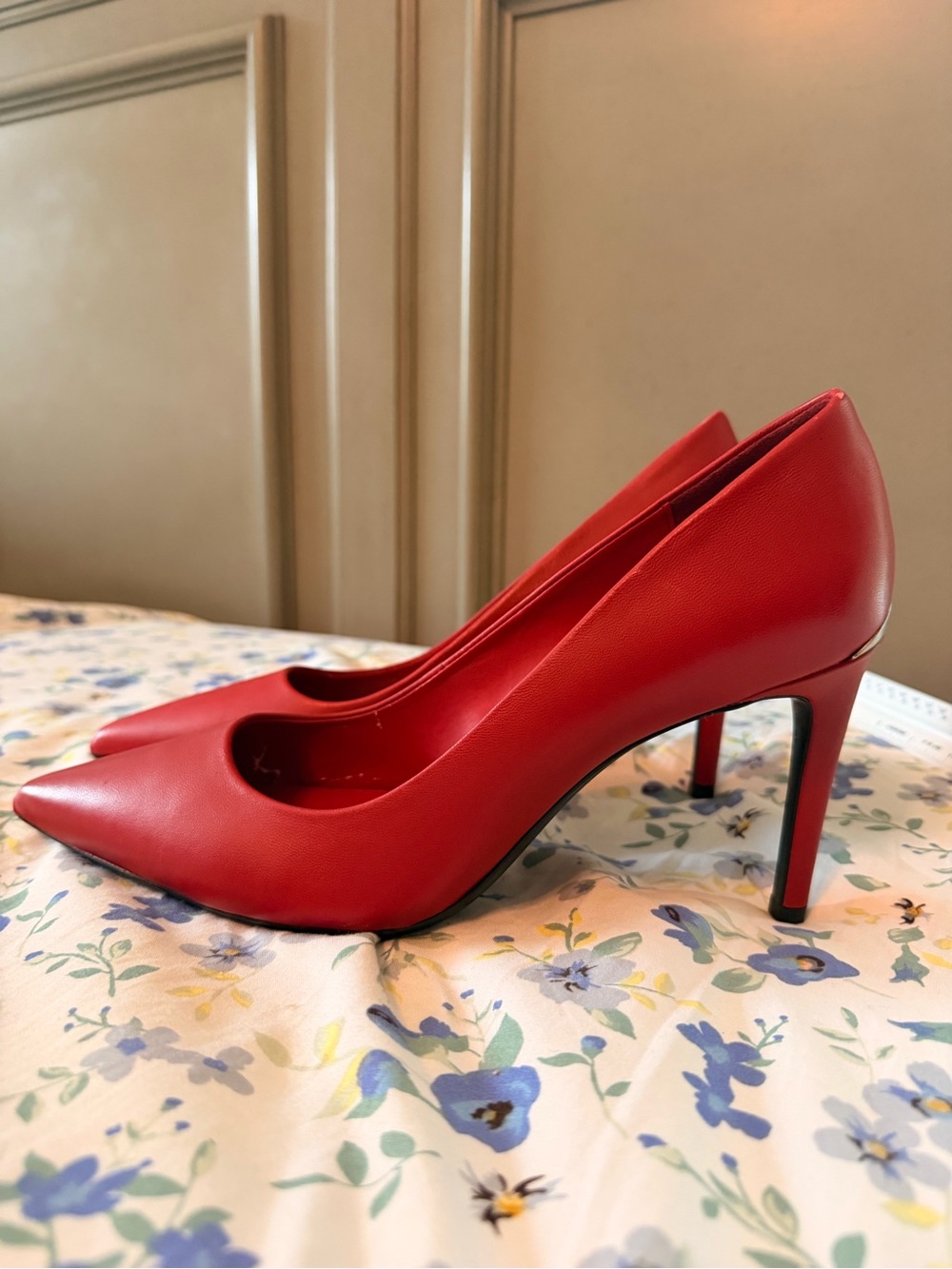 Calvin Klein Red Pointed-Toe Stiletto Pumps